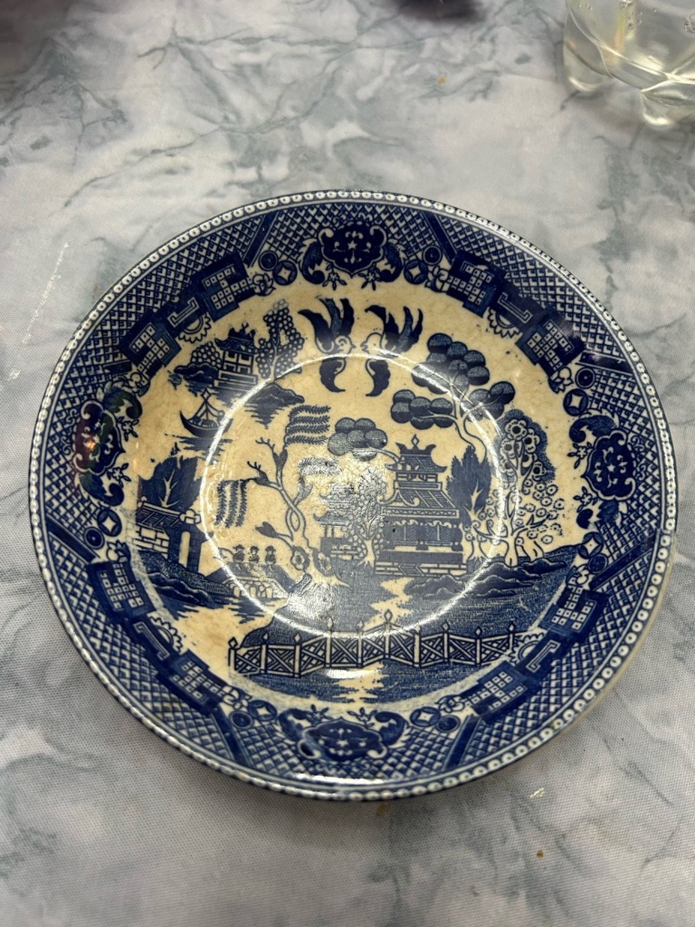 Blue and Cream Willow Pattern Decorative Plate
